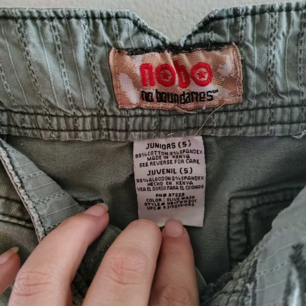 No Boundaries Juniors 5 Low-Rise Bootcut Khaki Army Green Pants 90s Y2k Cotton - Picture 5 of 6